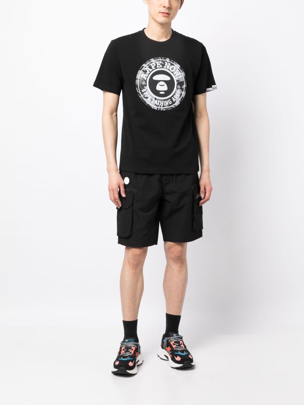 Shop Aape By A Bathing Ape Logo-print Cotton T-shirt In Black