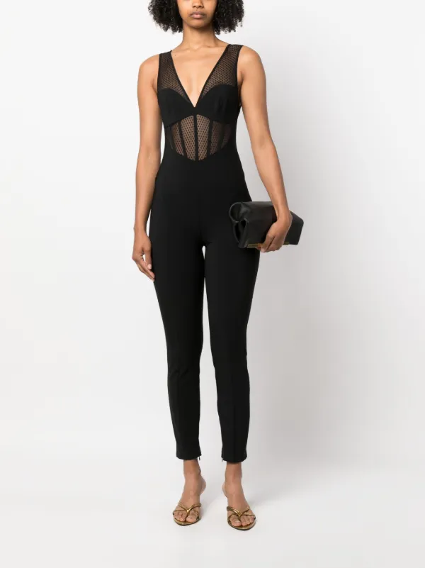 Elisabetta Franchi Bustier tulle-inserts Jumpsuit | Black