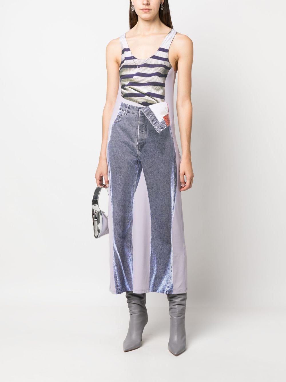 Y/Project x Jean Paul Gaultier Trompe L'Oeil Mariniere dress - Grijs