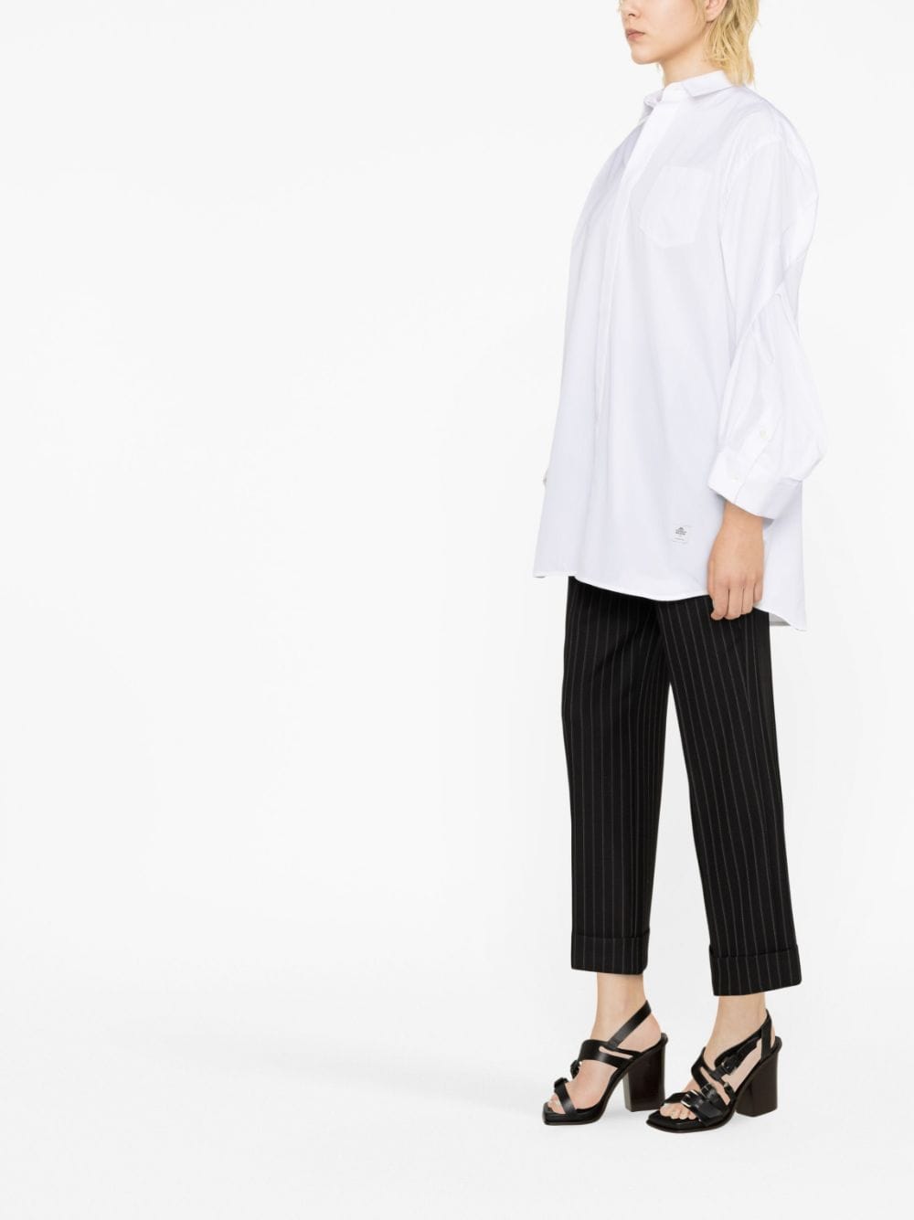 Shop Sacai Classic-collar Cotton Shirt In White