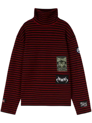 AMBUSH ストライプ タートルネック プルオーバー | レッド | FARFETCH JP
