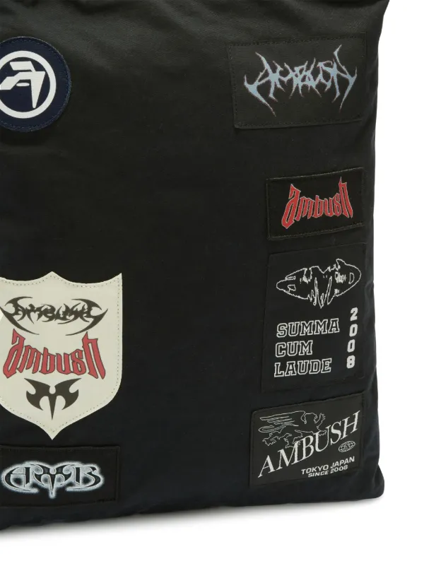 AMBUSH logo-patchwork Cotton Tote Bag | Black | FARFETCH CA