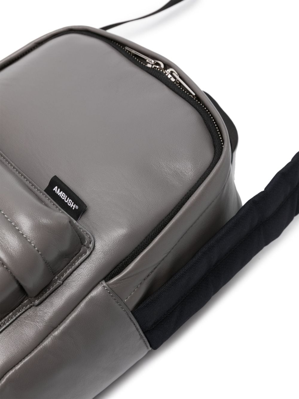 Shop Ambush Logo-tag Leather Backpack In Grau