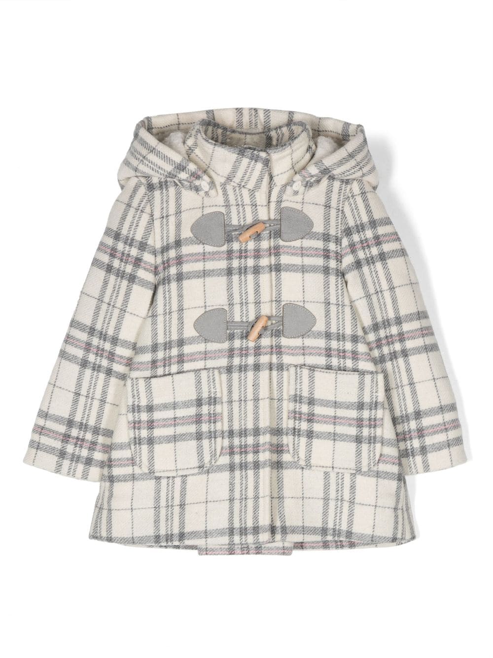 Lapin House Babies' Check-pattern Wool-blend Duffle Coat In Neutrals