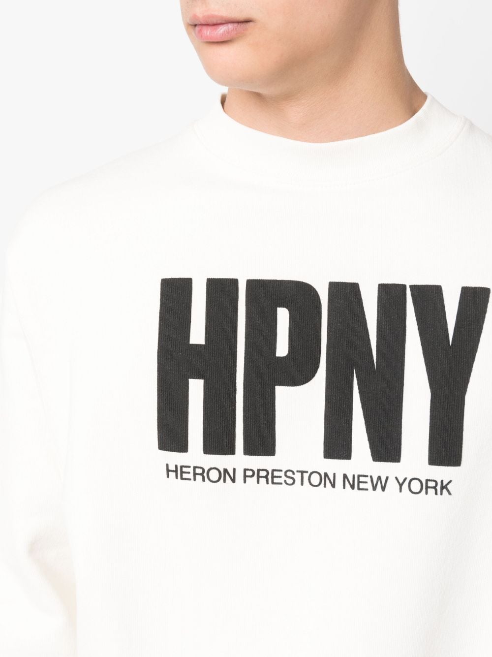 Shop Heron Preston Flocked Logo Cotton Sweatshirt In White Black