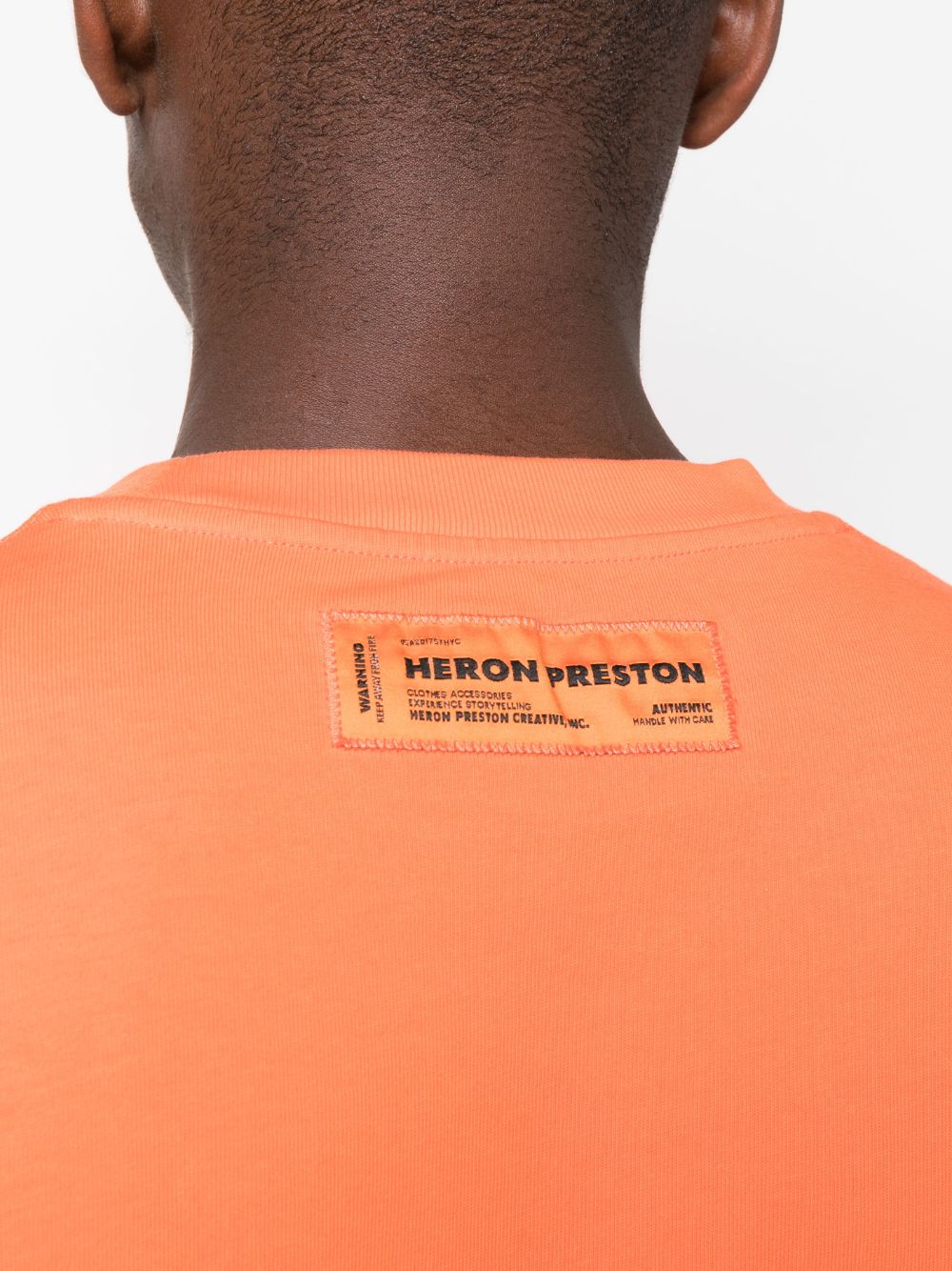 Shop Heron Preston Logo-embroidered Cotton T-shirt In Orange White