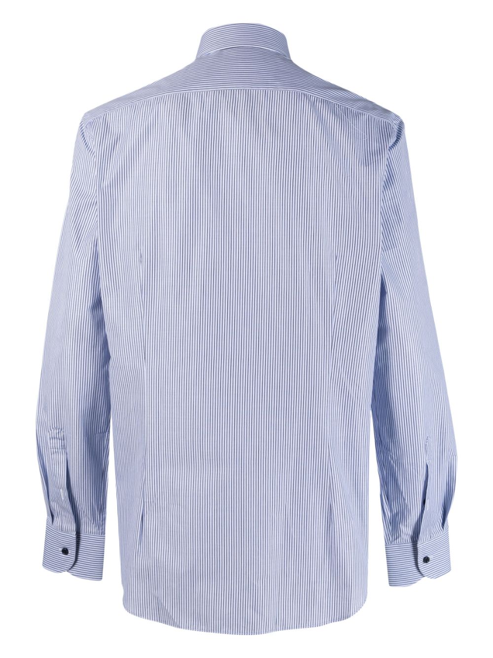 Corneliani vertical-stripes spread collar shirt - Blauw