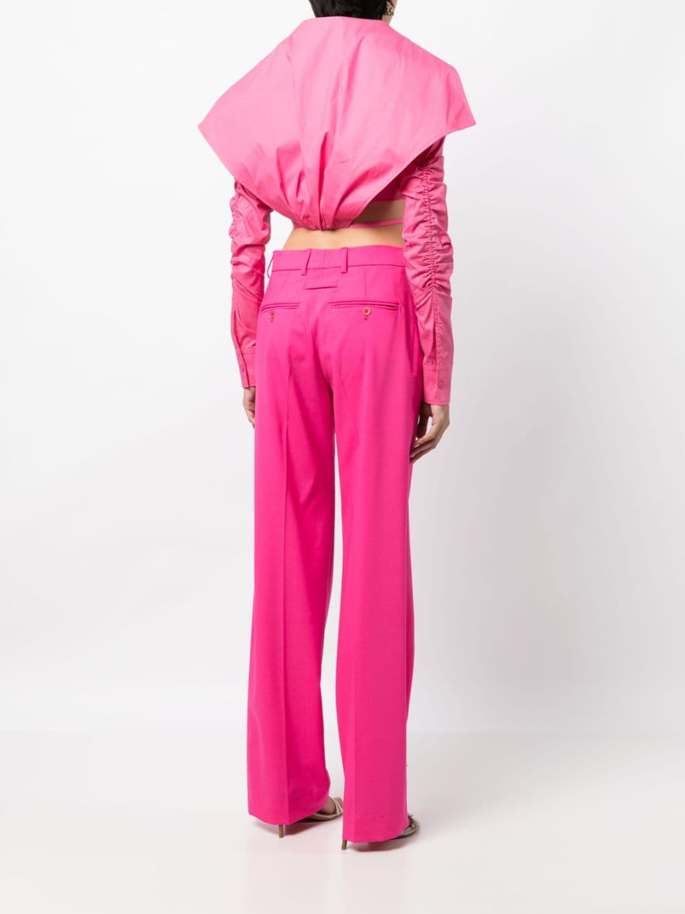 Shop Jacquemus La Chemise Meio Cropped Shirt In Pink