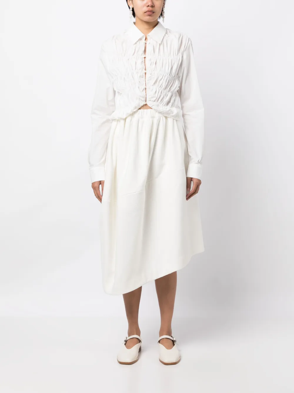 Comme Des Garçons asymmetric cotton midi skirt - Wit
