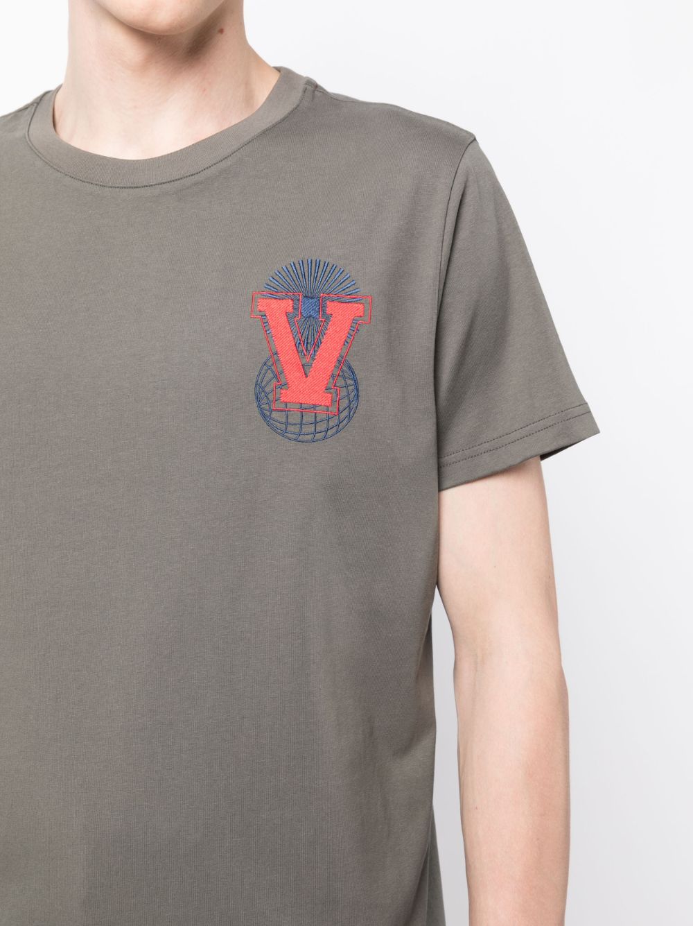 Shop Ports V Logo-embroidered T-shirt In Grey