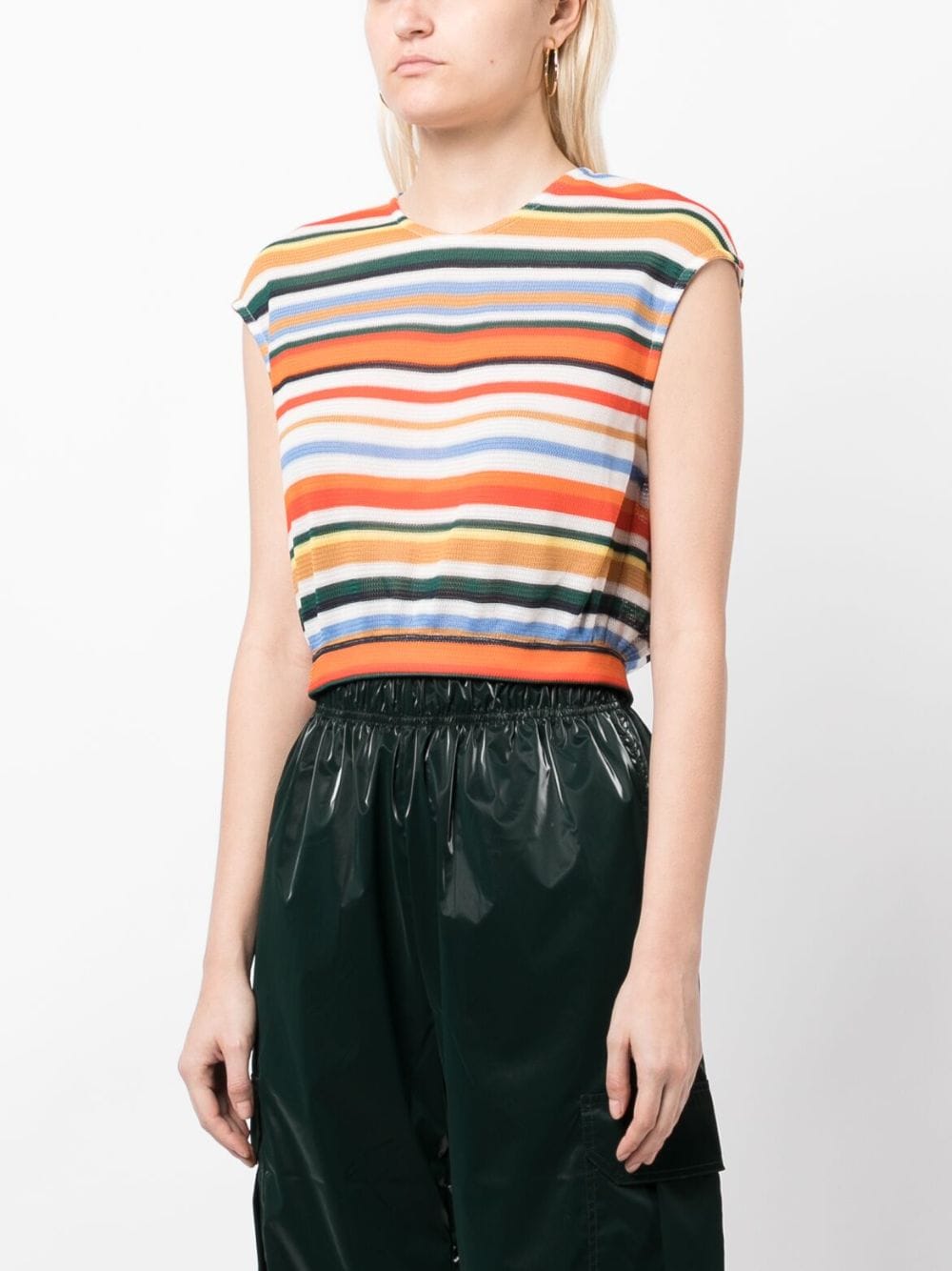 Shop Remain Striped Sleeveless Knitted Top In Orange