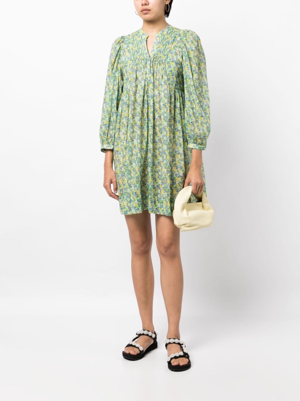 Shop B+ab Floral-print Cotton Dress In Green