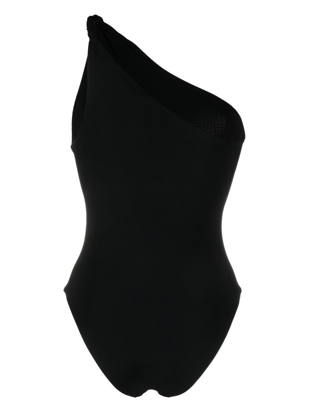 Shop Totême Twist-strap One-shoulder Swimsuit In Black