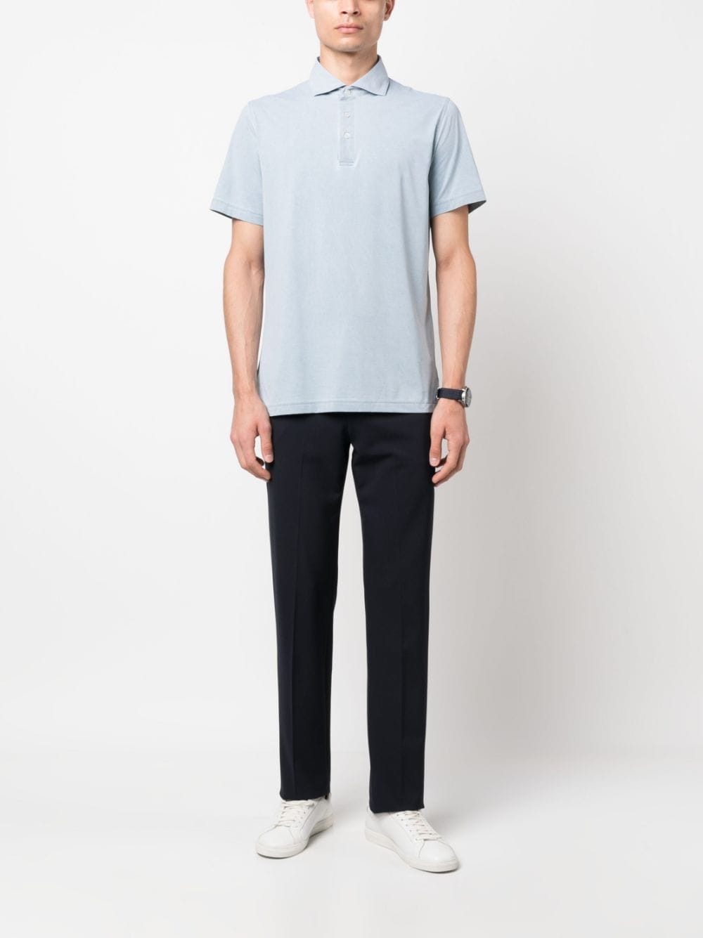 Shop Orian Short-sleeve Polo Shirt In Grey