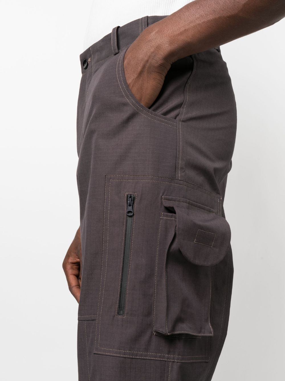 Shop Styland X Notrainproof Asymmetric-hem Cargo Pants In Brown