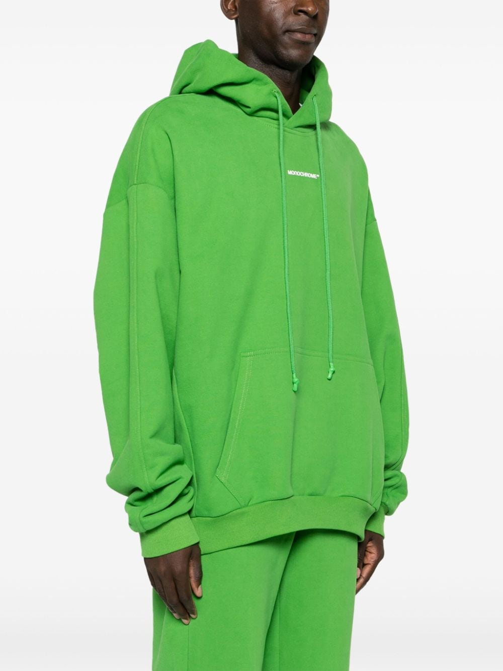 Shop Monochrome Logo-print Drawstring Hoodie In Green