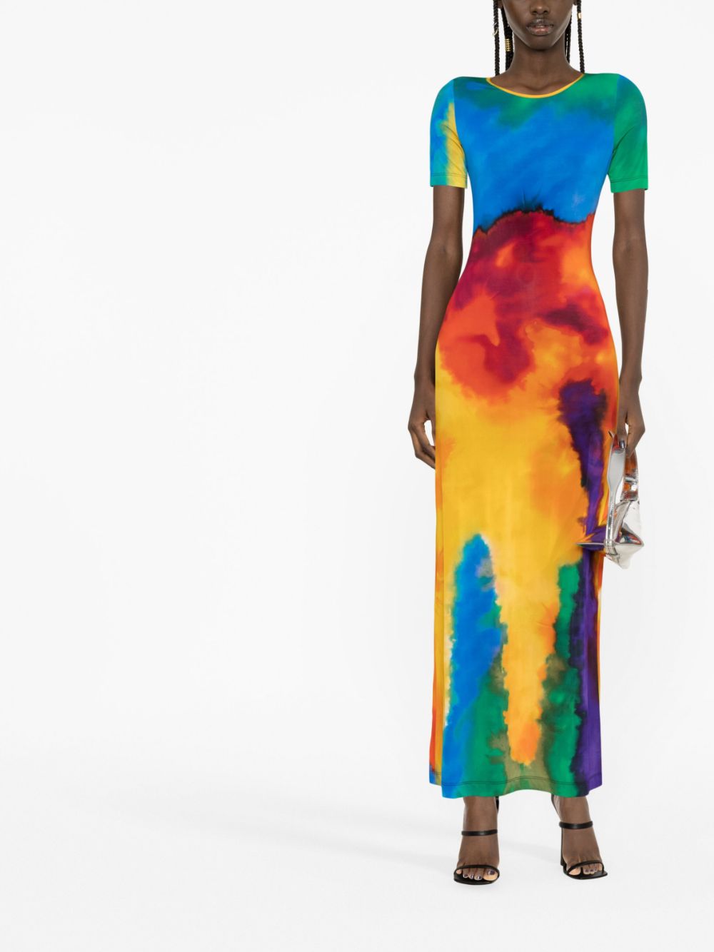 Paco Rabanne tie-dye print maxi dress - Blauw