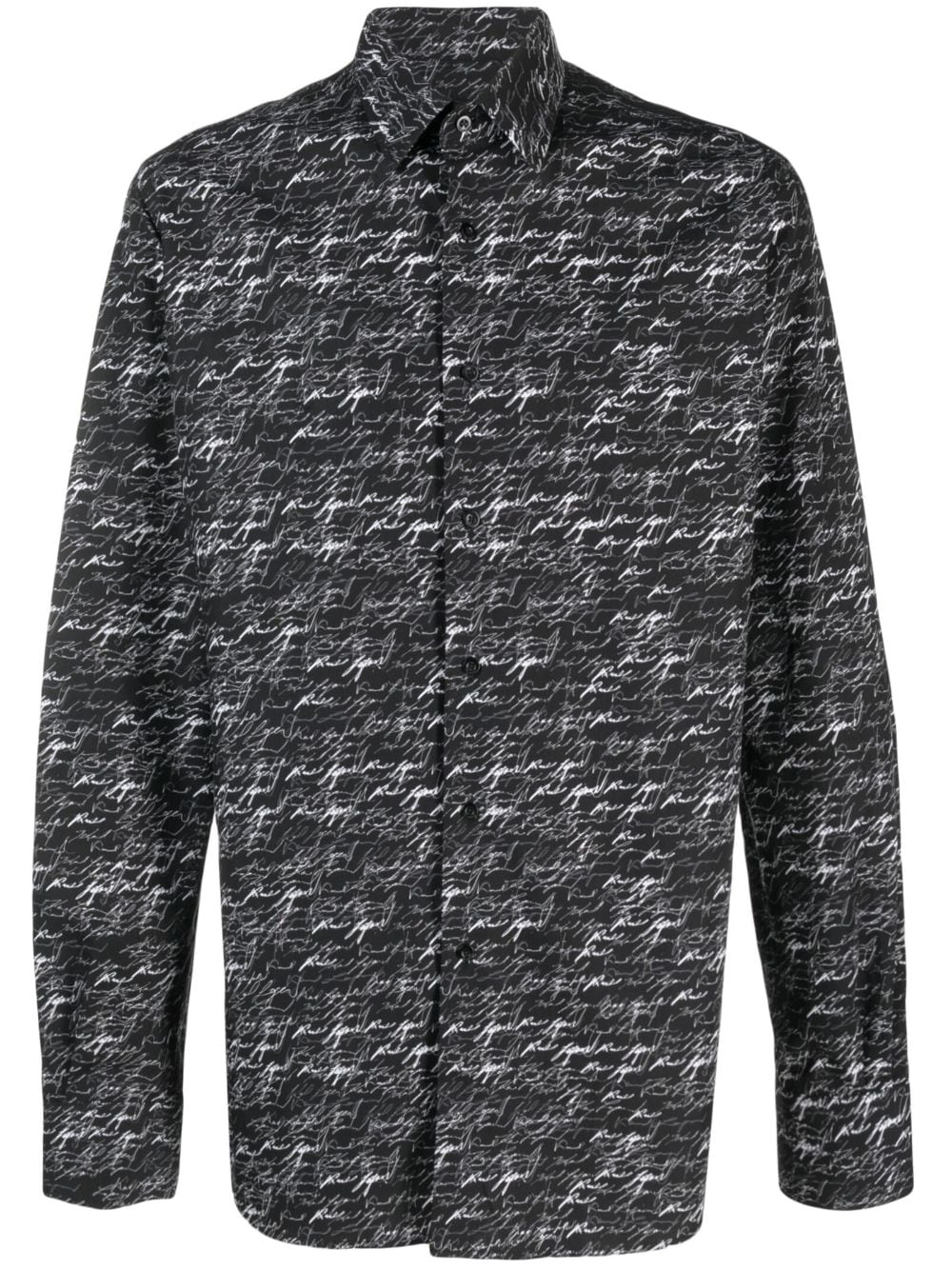 Karl Lagerfeld Karl Signature Cotton Shirt In Black