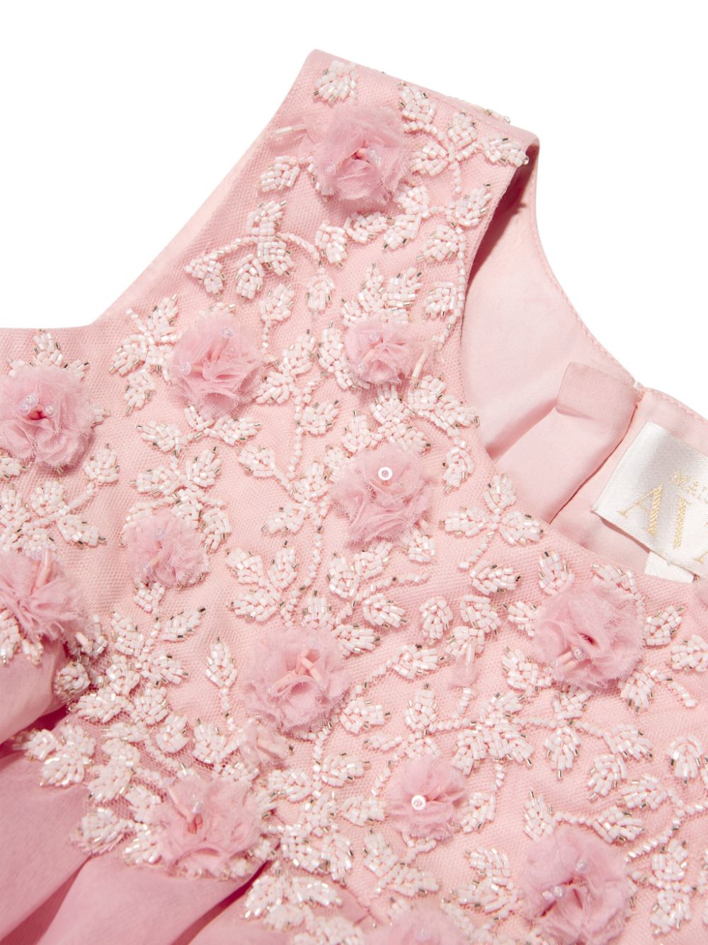 Shop Maison Ava Lumi Floral-embroidered Tulle Dress In Pink