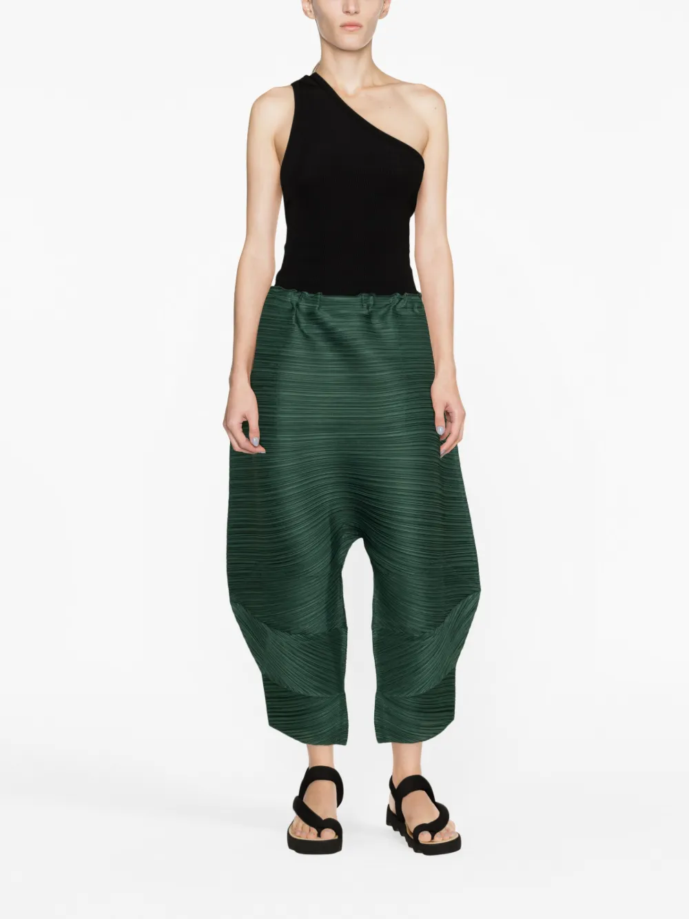 Pleats Please Issey Miyake Geplooide broek - Groen