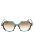 Etnia Barcelona logo-engraved geometric-frame sunglasses - Brown