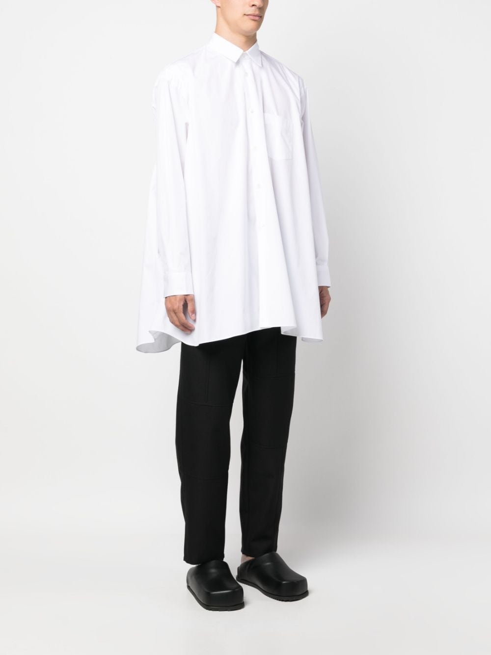 Shop Comme Des Garçons Shirt Side-slits Cotton Shirt In White