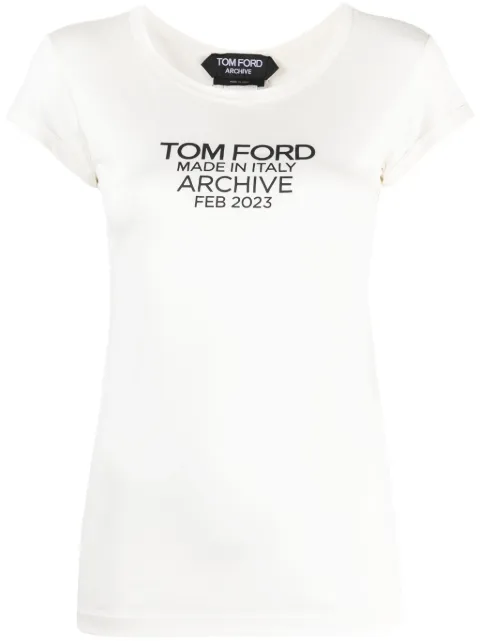 TOM FORD logo-print silk T-shirt