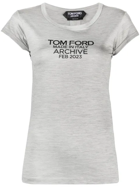 TOM FORD logo-print silk T-shirt