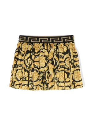 VERSACE キッズ Ventagli プリーツ ツイルスカート グレカロゴ org.jpg
