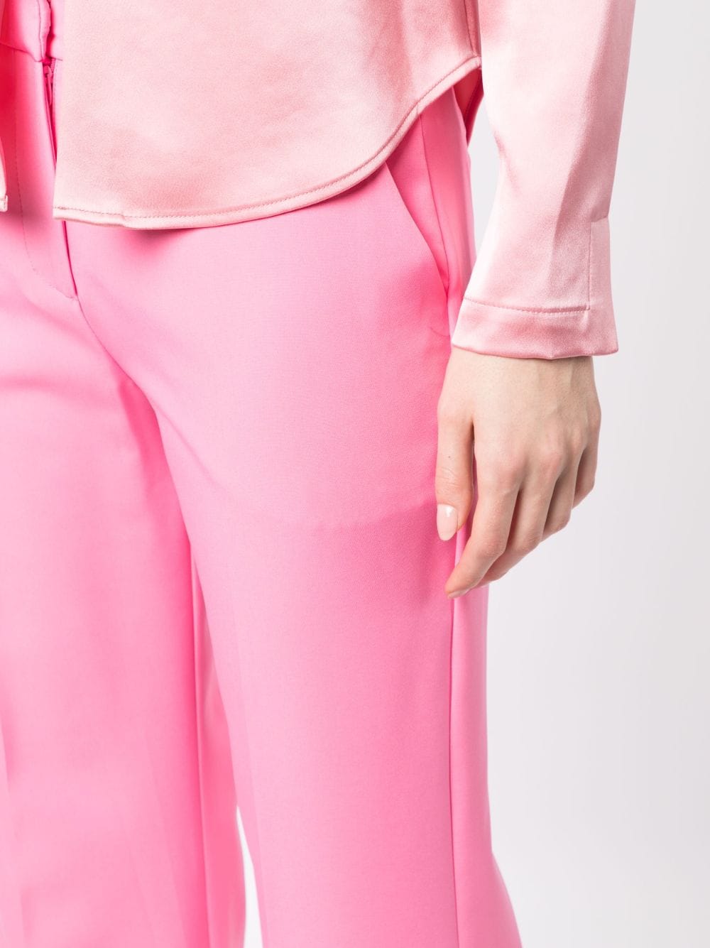 Shop Ermanno Firenze Mid-rise Flared Trousers In Pink