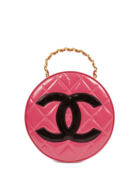 Cheap HOT SALE CHANEL 1995 CC diamond-quilted round vanity bag Women