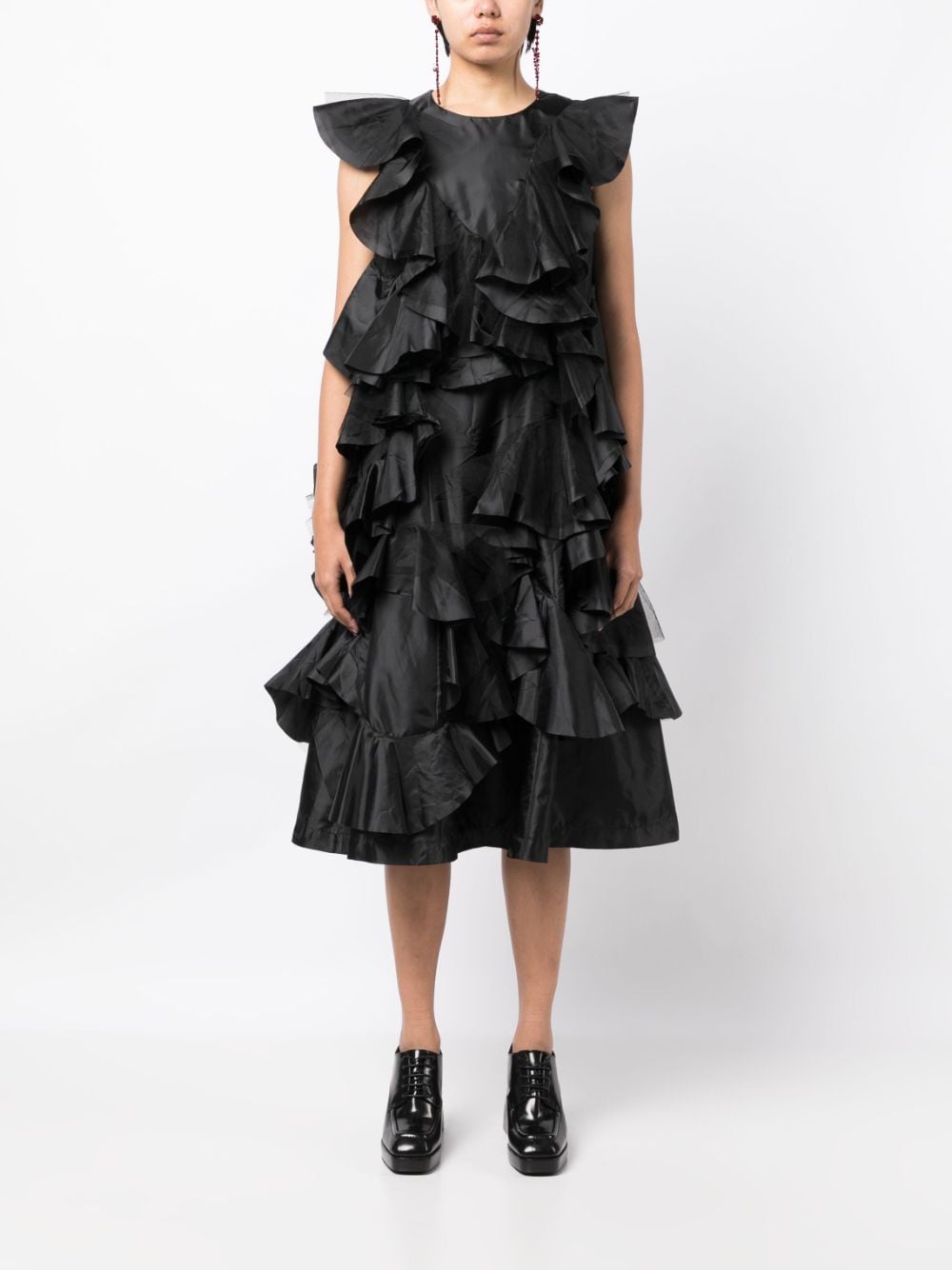 Shop Comme Des Garçons Comme Des Garçons Ruffled A-line Dress In Black