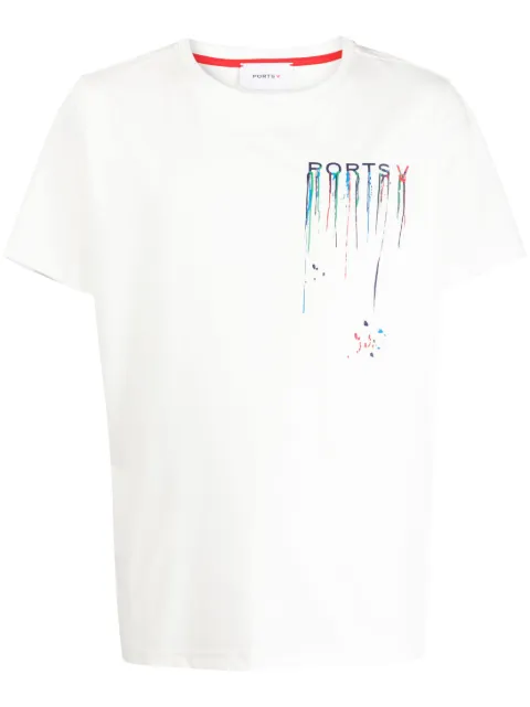 Ports V paint-splatter print T-shirt