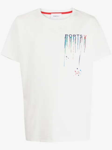 Ports V paint-splatter print T-shirt