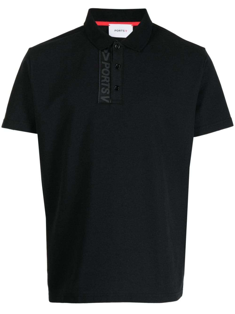 Ports V logo-tape polo shirt - Black