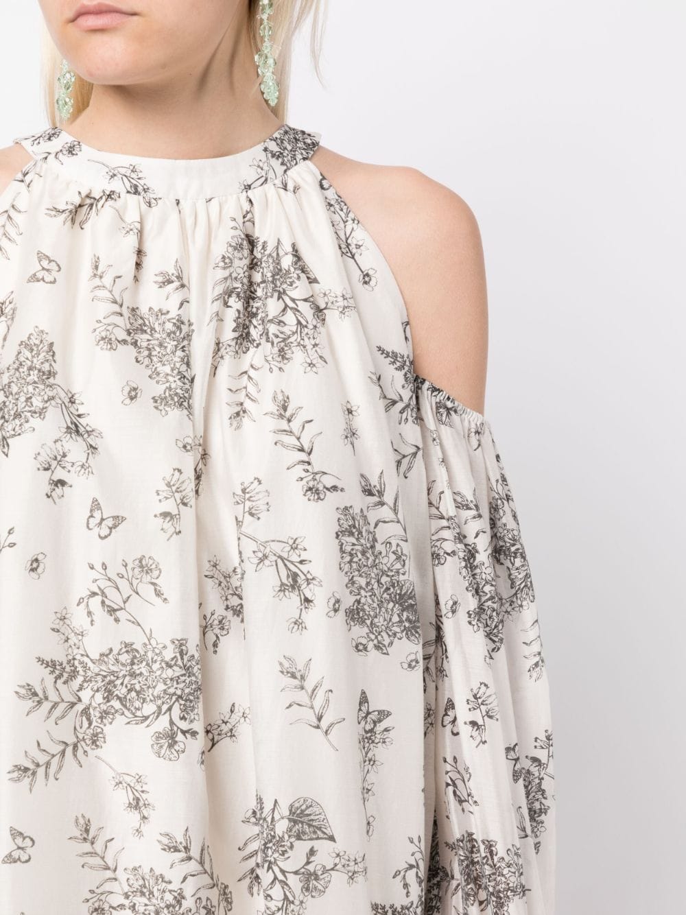 Shop B+ab Floral-print Cut-out Detailing Dress In Neutrals