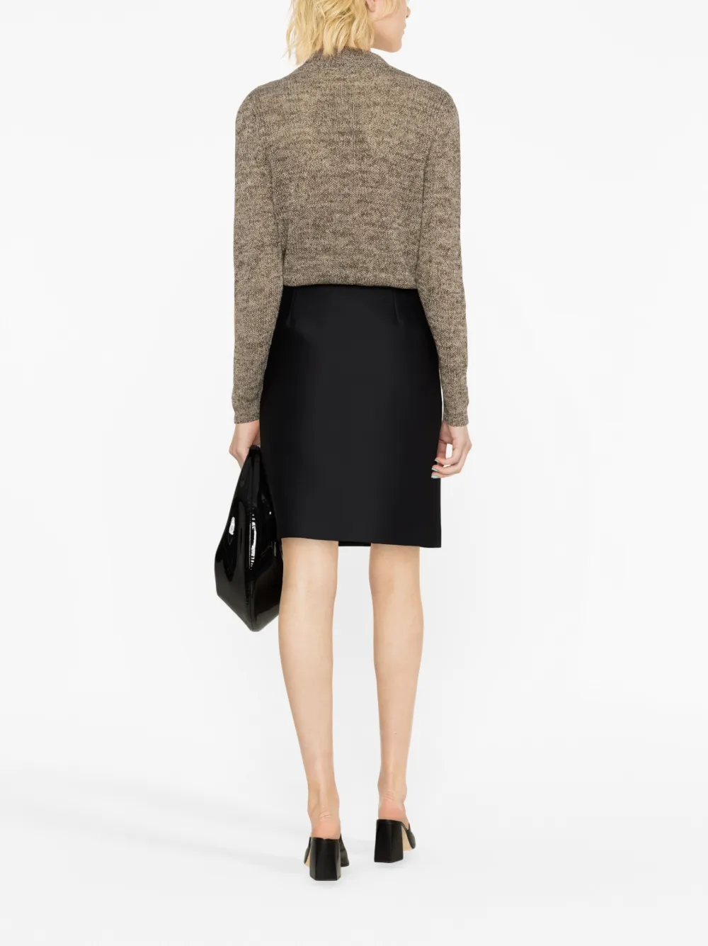 Shop Totême High-neck Knitted Jumper In Brown