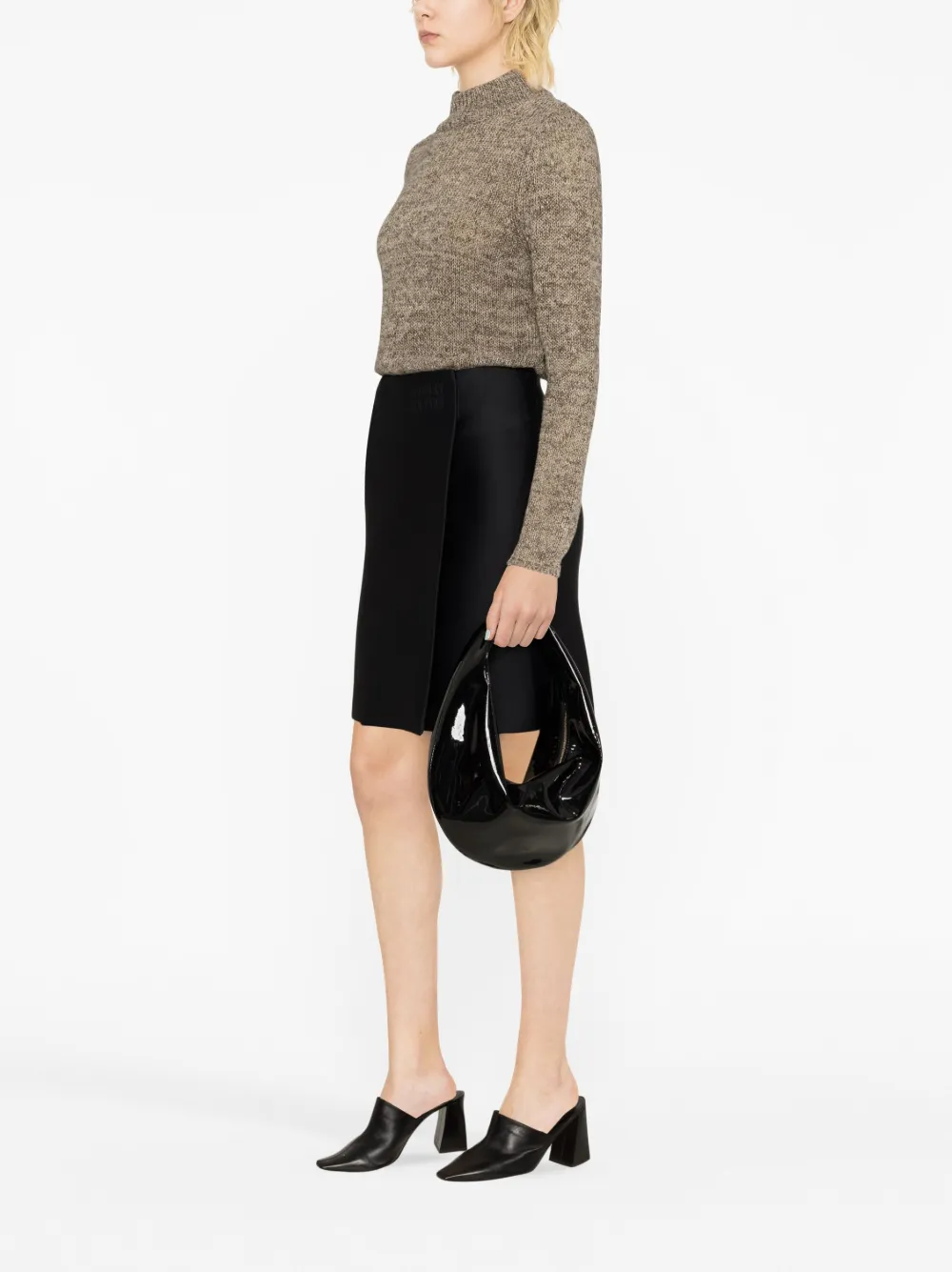 Shop Totême High-neck Knitted Jumper In Brown