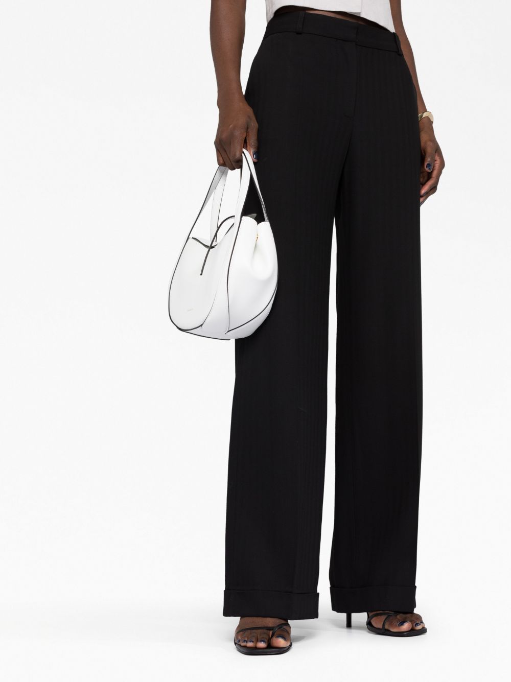 Shop Totême Tailored Wide-leg Trousers In Black