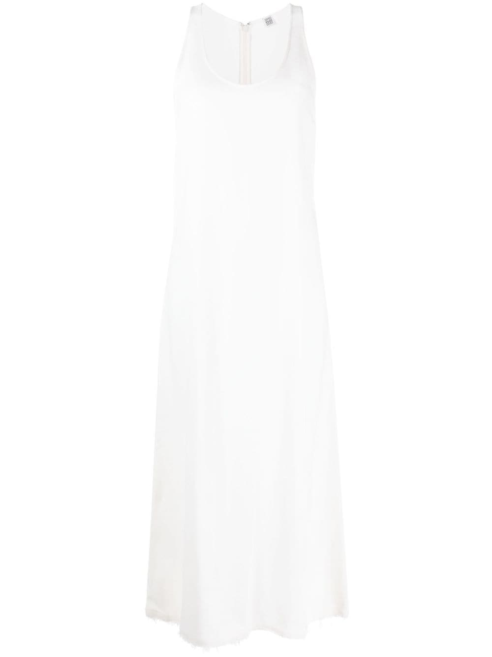 Shop Totême Scoop-neck Sablé Maxi Dress In White