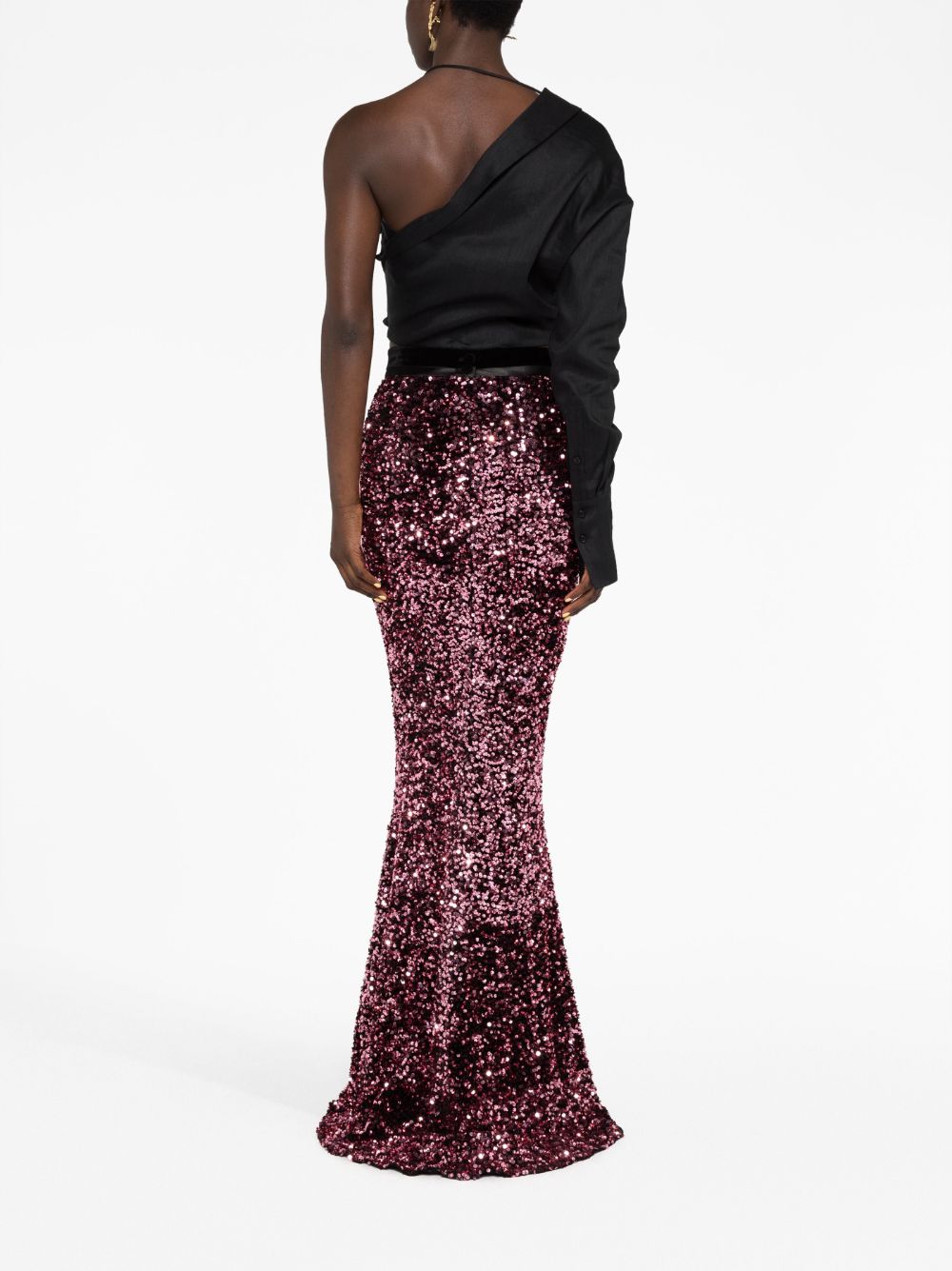 Shop Styland Sequin-embellished Maxi Skirt In Red