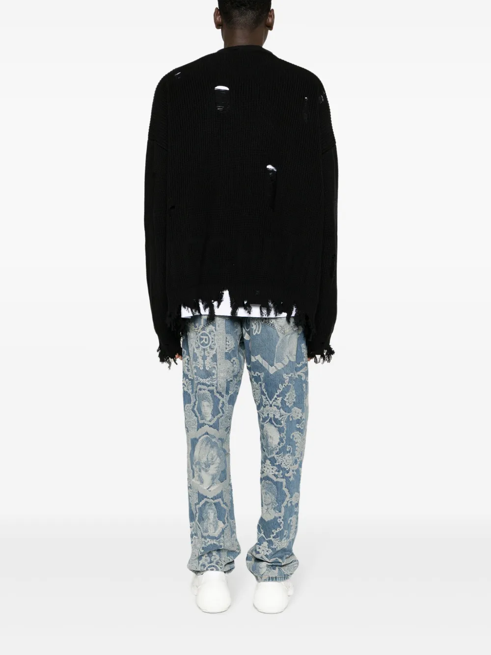 Monochrome Gipsy Distressed Cardigan In Black
