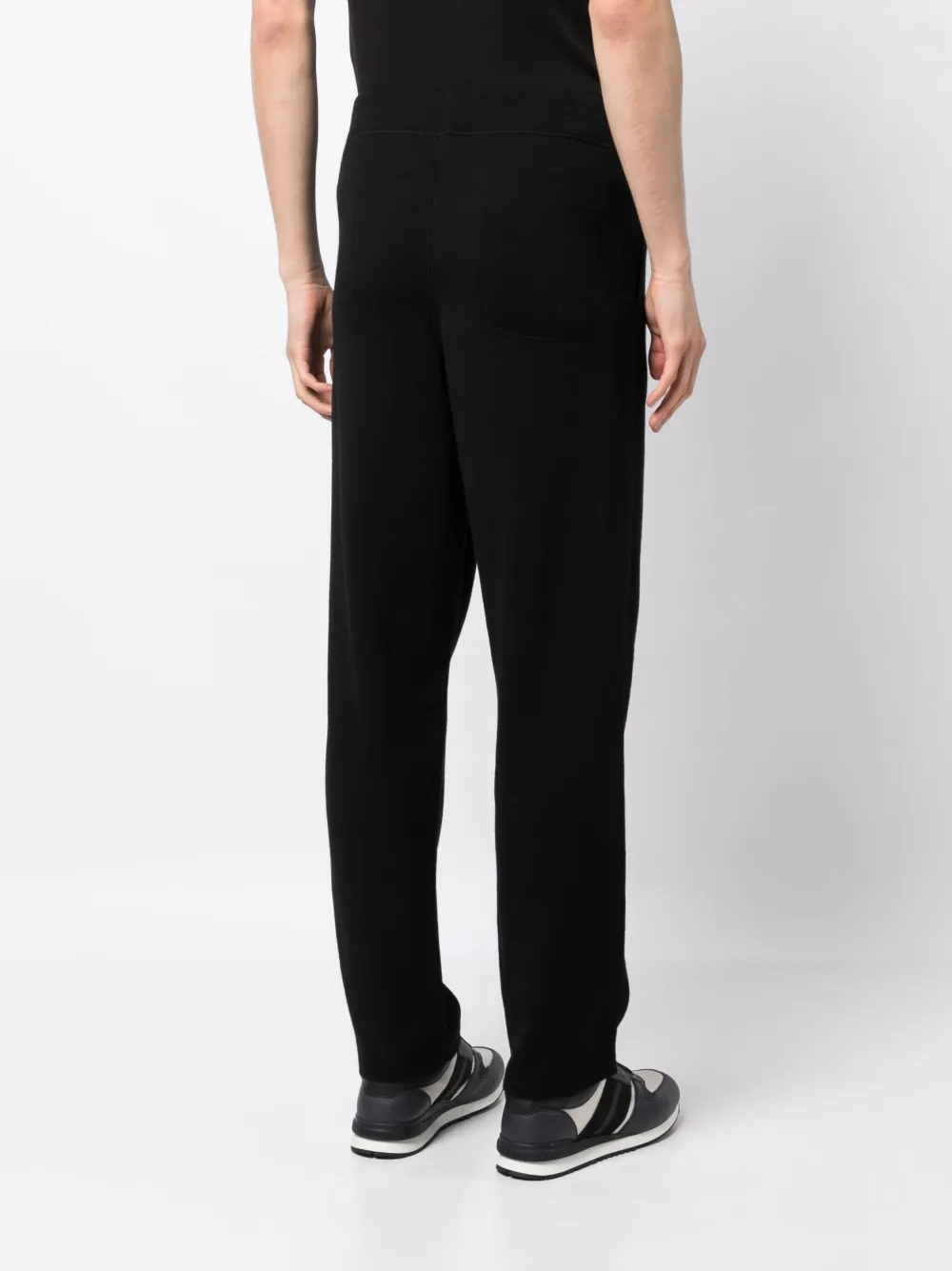 Brioni Elasticated-waist Cotton-cashmere Blend Trousers In Black