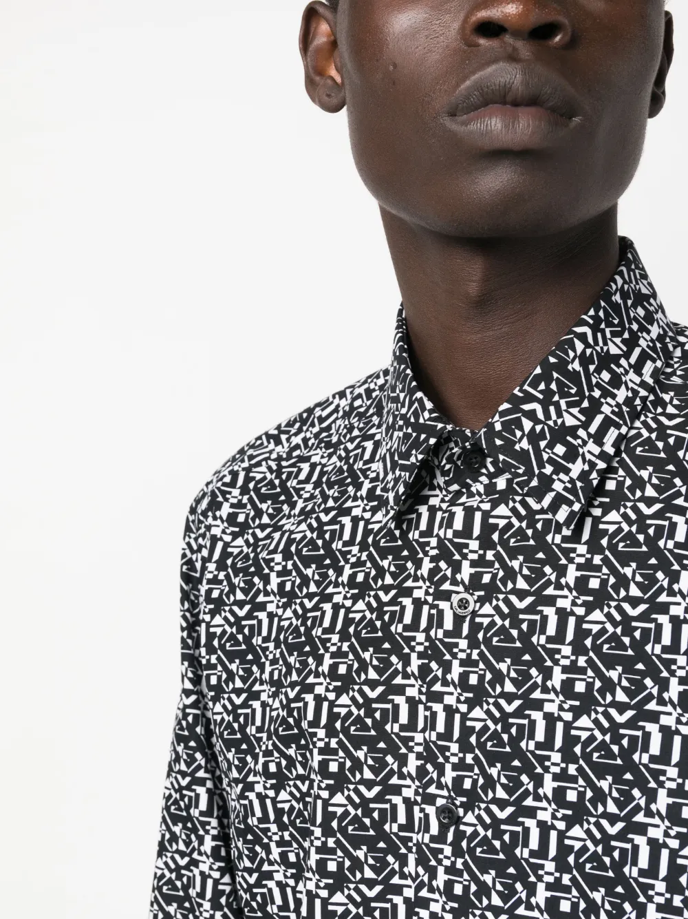 Karl Lagerfeld Abstract-pattern Long-sleeve Shirt In Black