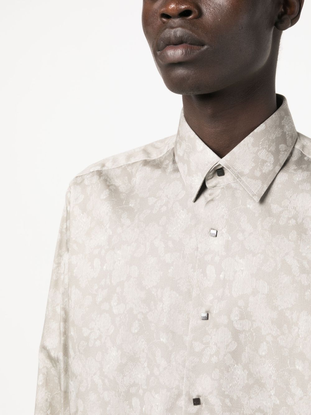 Shop Karl Lagerfeld Floral-print Long-sleeve Shirt In Neutrals