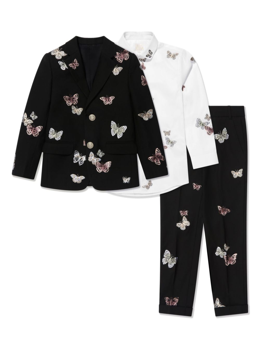 Maison Ava Kids' Luca Three-piece Single-breasted Suit In Black