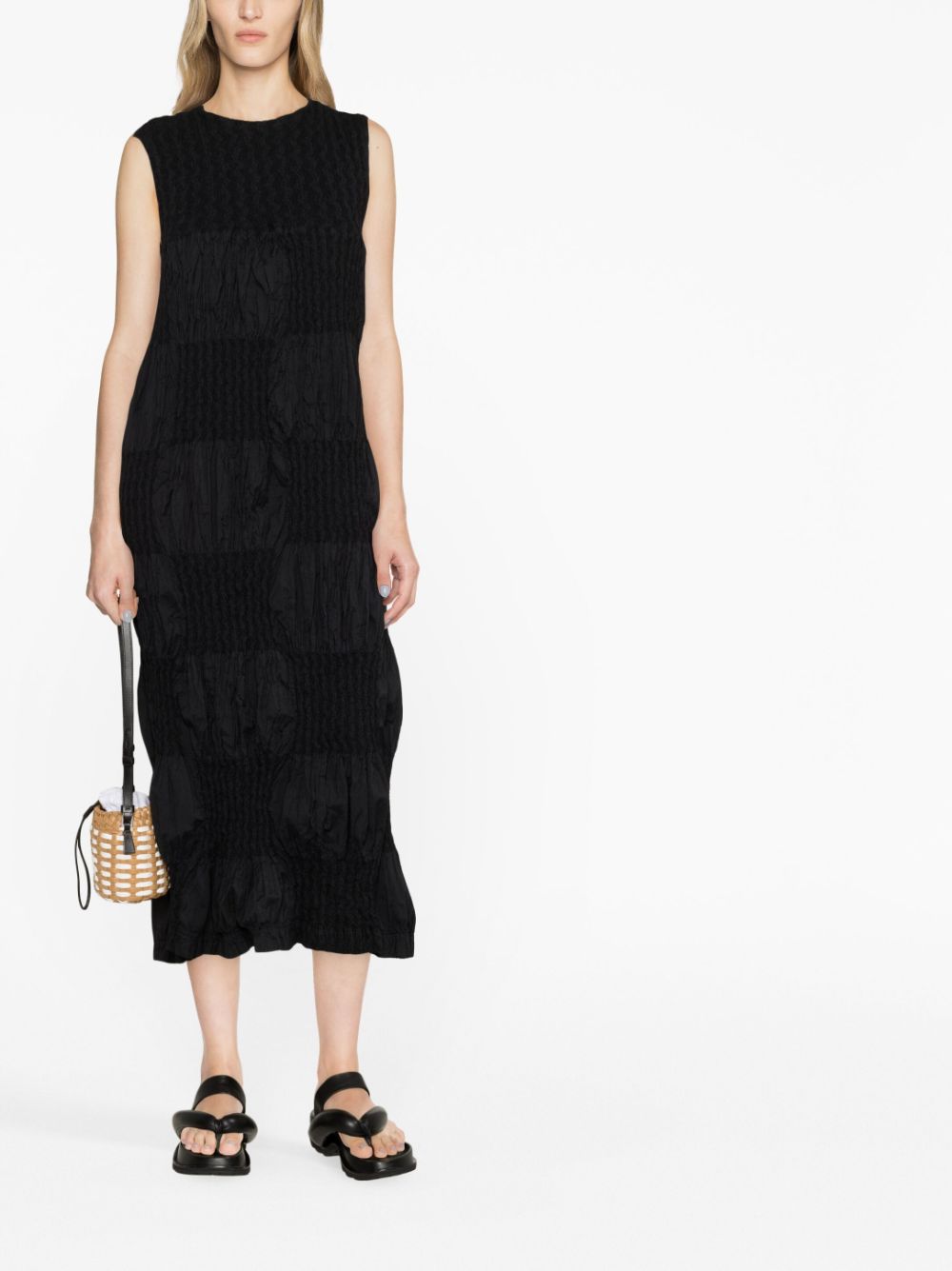 Issey Miyake Wrinkled Blocks maxi dress - Zwart