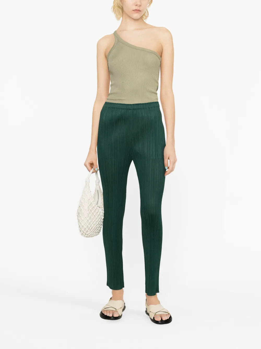 Pleats Please Issey Miyake Straight plooibroek - Groen