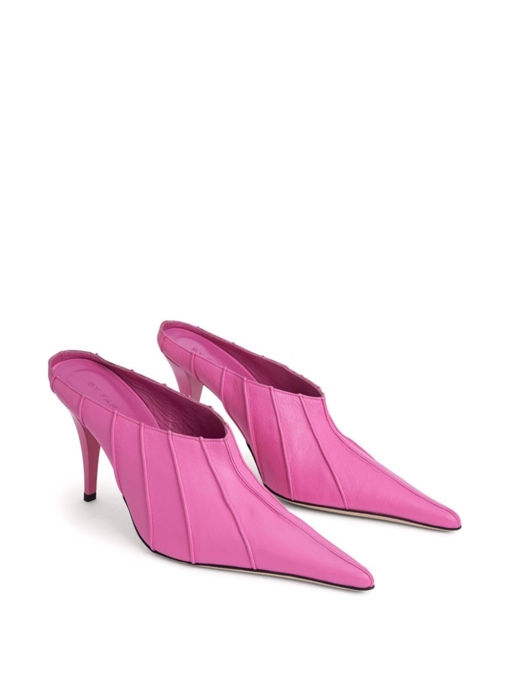 Shop By Far Trish 100mm Leather Mules In Pink