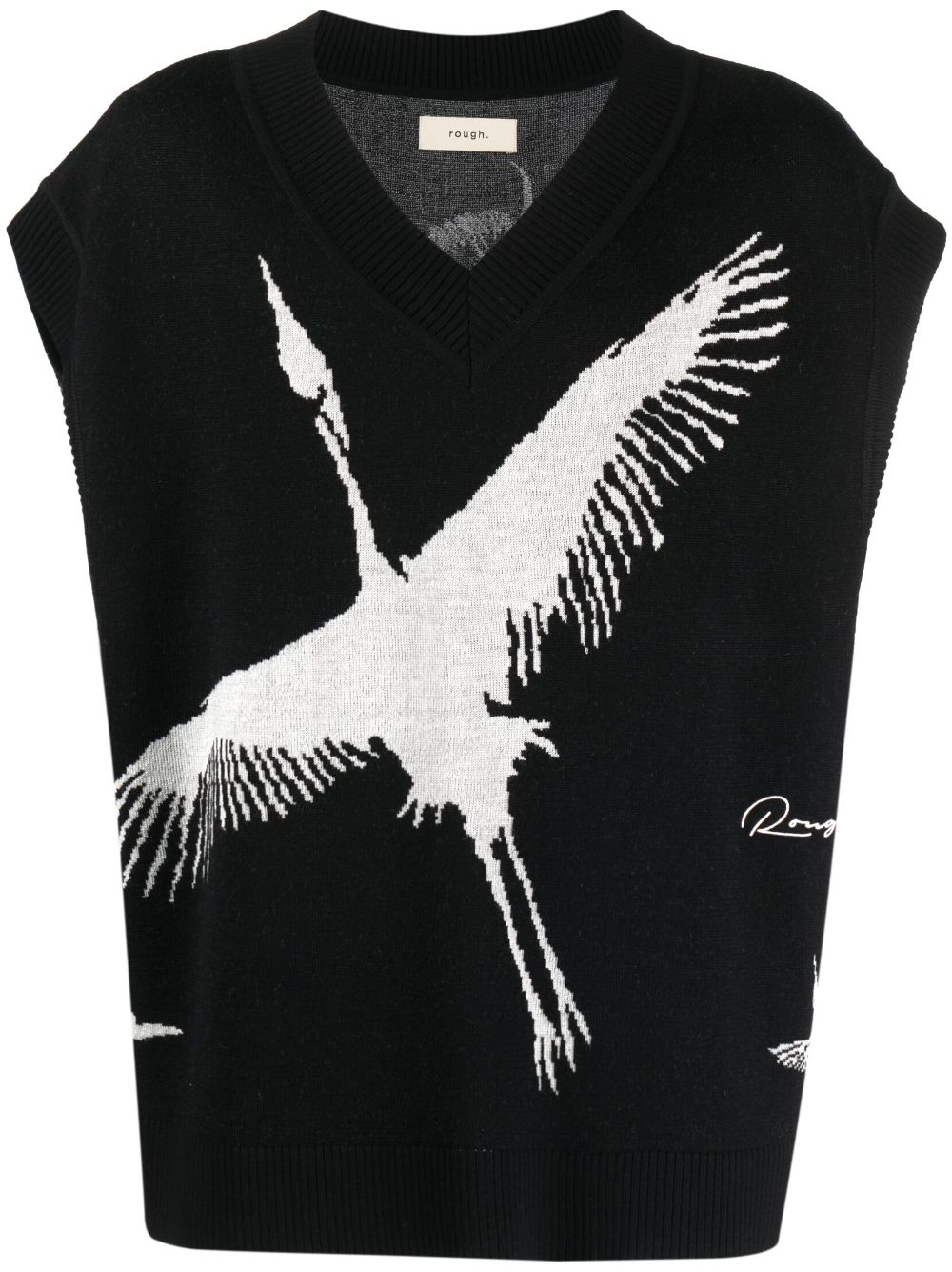 ROUGH. patterned intarsia-knit sleeveless jumper - Black